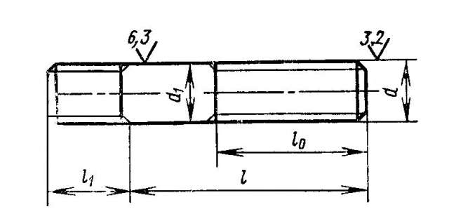 Шпильки с ввинчиваемым концом длиной 1d ГОСТ 22033-76